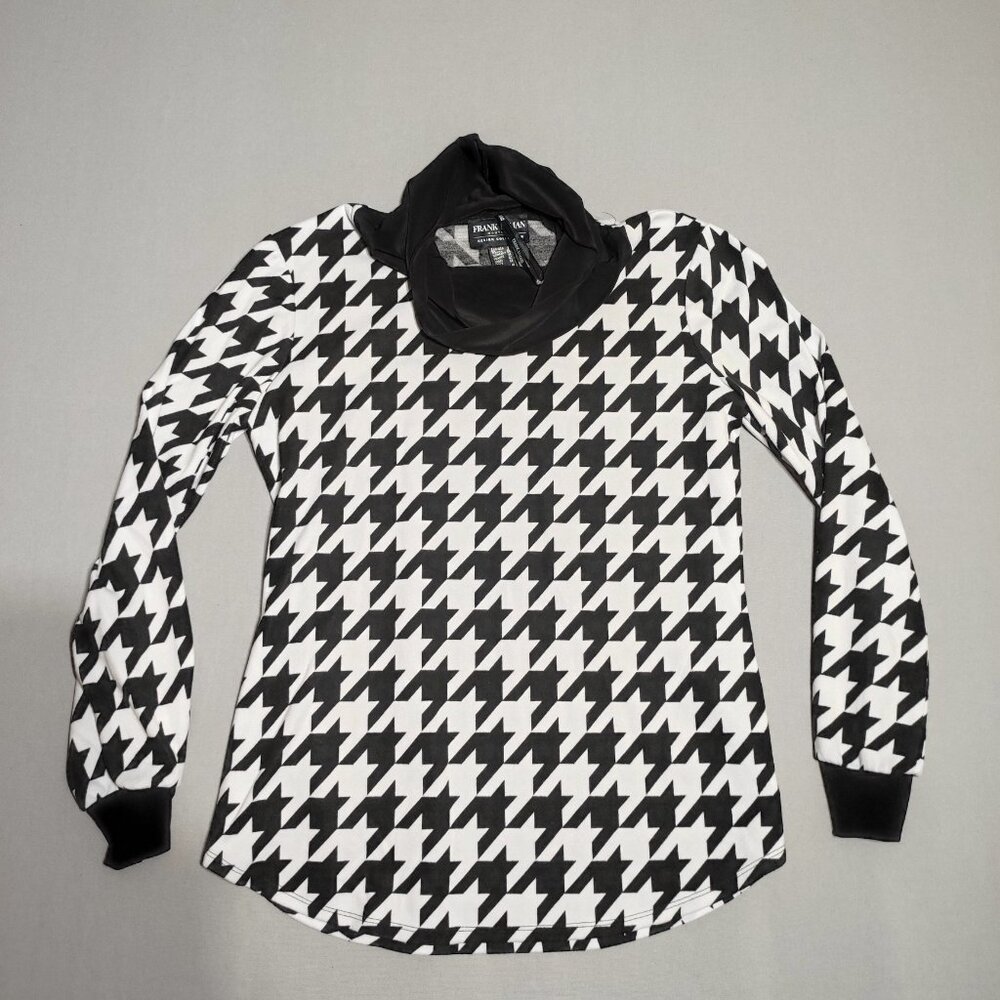 Frank Lyman Design sweater women's size 8 black white colour houndstooth pattern